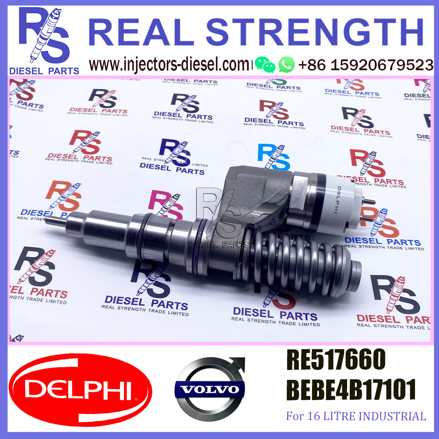 DELPHI injector RE517660 BEBE4C17101 Diesel pump Injector V-O-L-V BEBE4C17101 A3 for 6125 TIER 2 -OH - LOW POWER