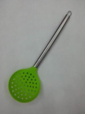 FDA Coated Silicone Kitchen Utensils Silicone Colander With Stainless Steel