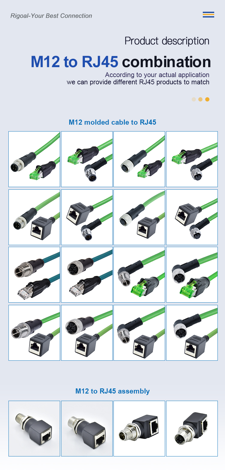 Rigoal M12 to M8 Male Female Waterproof Connector IP67 IP68 3-17 Pin