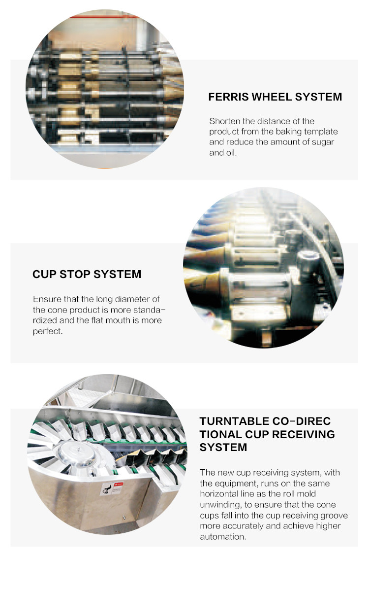 Automatic Softy Ice Cream Cone Production Line Stainless Steel 71 Bake Templates