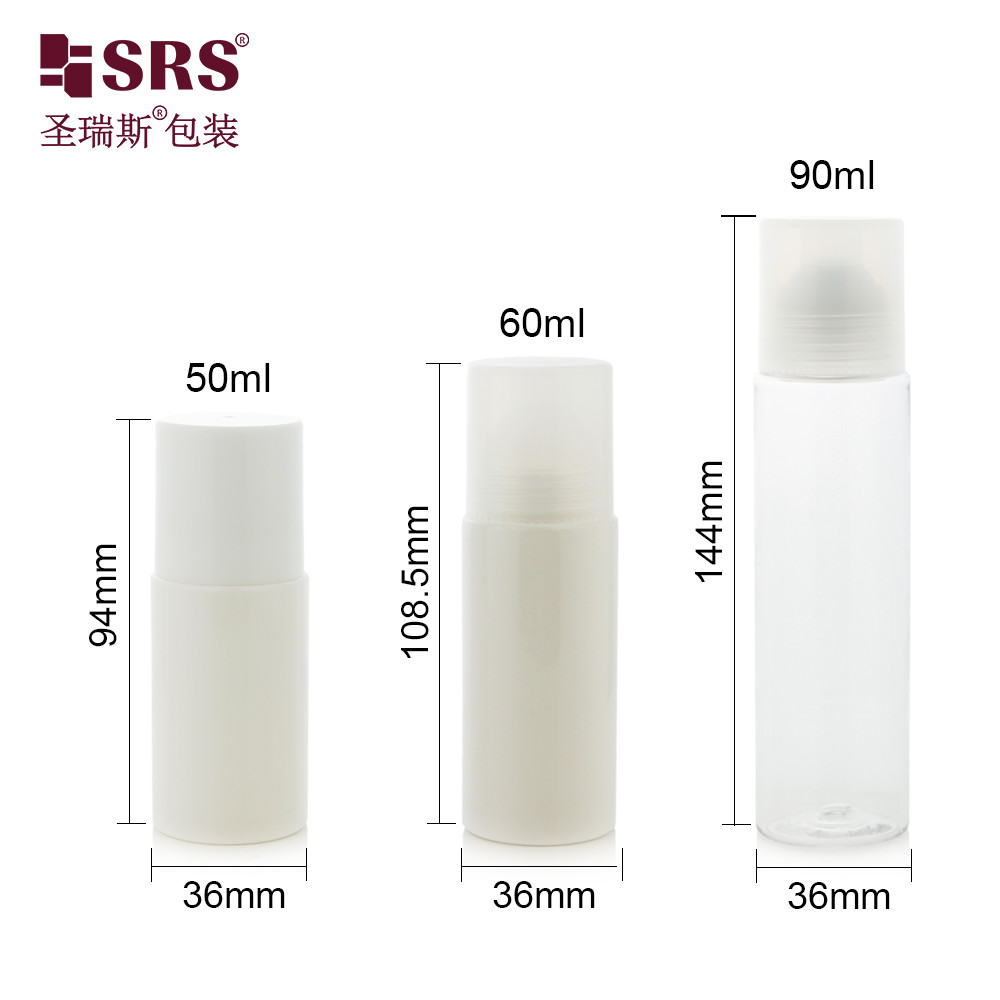 50ml 60ml 90ml Empty PET Elegant Roller Ball Plastic Body Oil Bottles Roll On