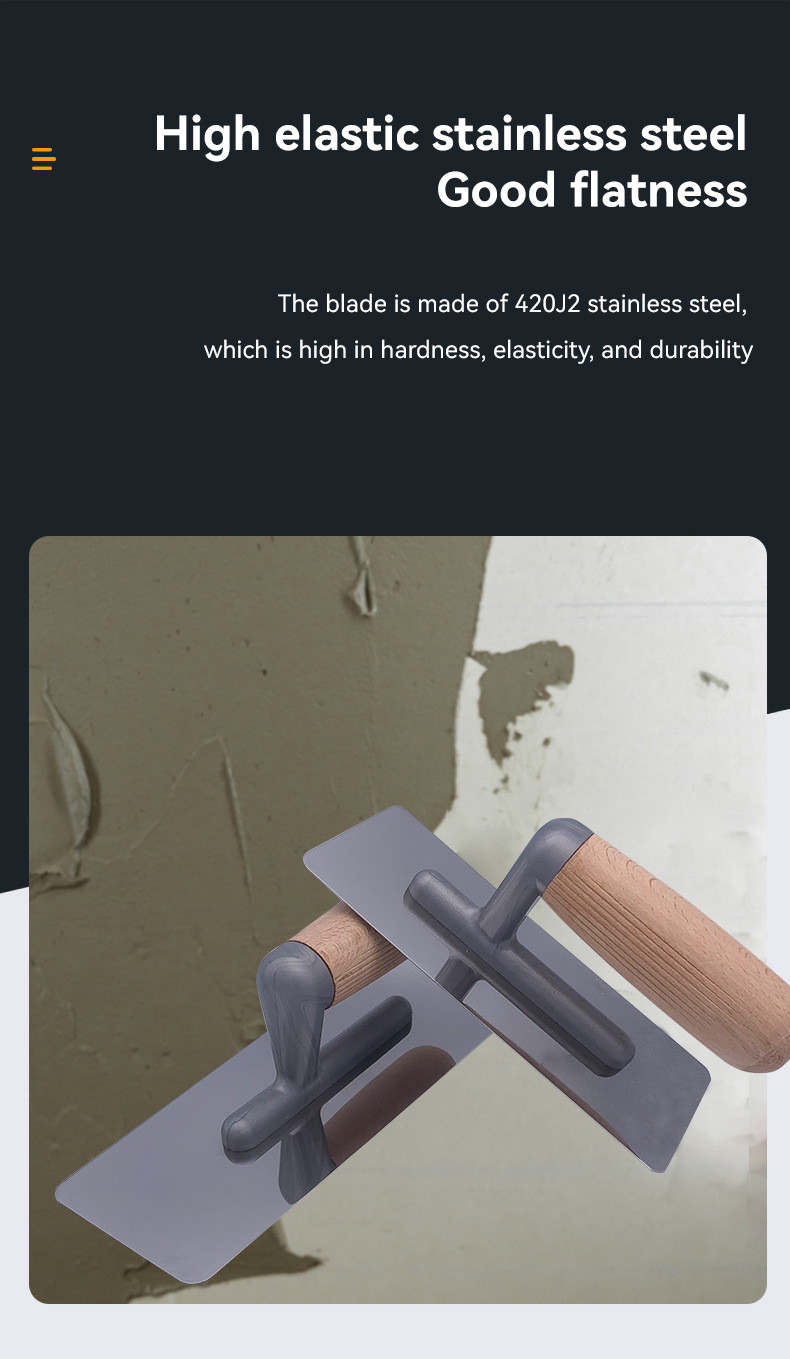 Stainless Steel Rubber Handle Trowel for Finishing Plaster Bricklaying Tasks and Jobs
