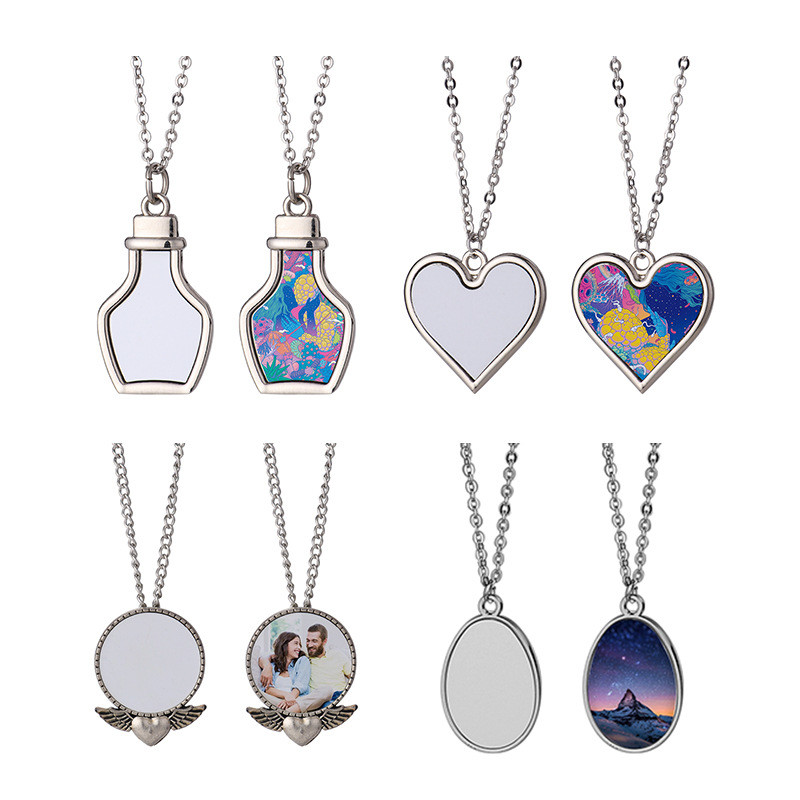 Custom Photo Printing Oval Shape Sublimation Necklace With Aluminum Insert For Sublimation Heat Transfer Printing