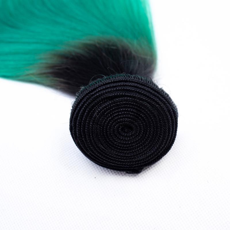 #T1B/Green Straight Remy Human Hair Bundles Sew In Weave Bundles Brazilian Bundle Deals