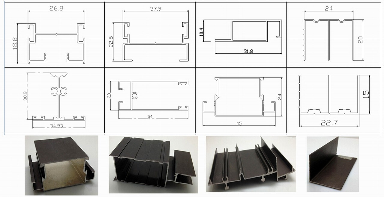 6061/6063 Series Wooden Grain Aluminum Extrusion Profiles for Kitchen Cabinet