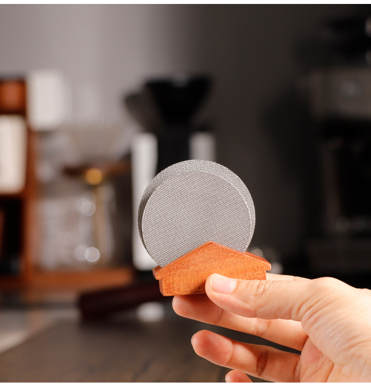 Stainless Coffee Tea Tools 58mm Walnut Steel Silicone Espresso Filter Holder for Home