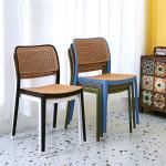 Rattan Restaurant Chair Plastic Stackable PP Plastic Dining Armchair