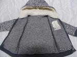 Twisted Knitted Brushed Inside Boys Grey Cardigan With Side Pocket