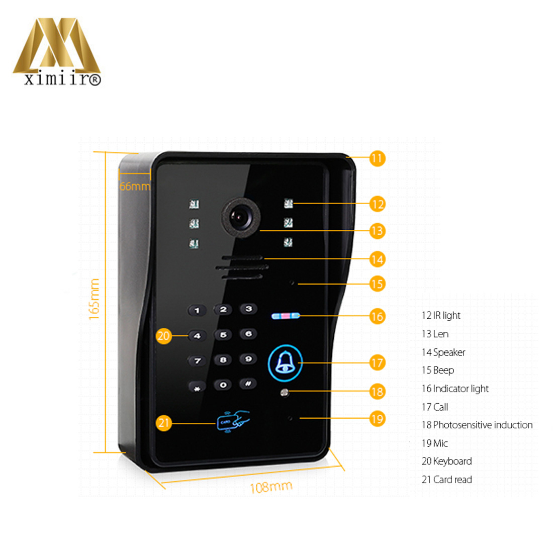 TCP / IP Video Door Phone 92 Degrees Camera Viewing Angle With RFID Card Reader