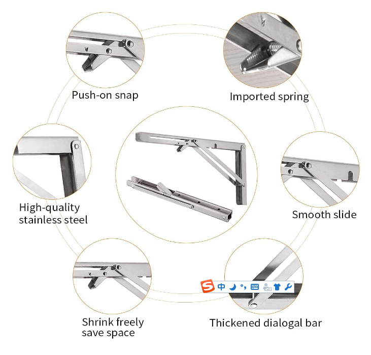 Nonstandard Stainless Steel L Angle Bracket 90 Degree Folding Shelf Bracket for Table