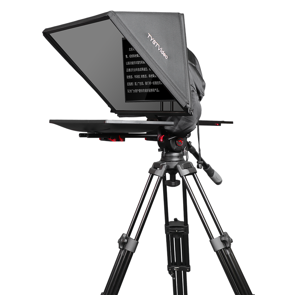 TS-T110/22D Dual Screen Teleprompter with Studio Software and On-Camera Caster Tripod