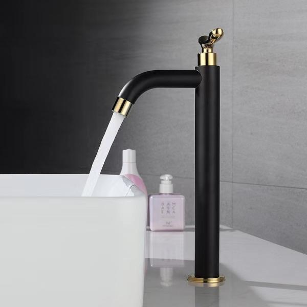 SUS304 Stainless Steel Stylish Vessel Bathroom Single Cold Water Basin Taps In