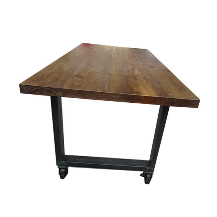 Metal Legs Iron Base Distressed Pine Dining Table Restaurant Home