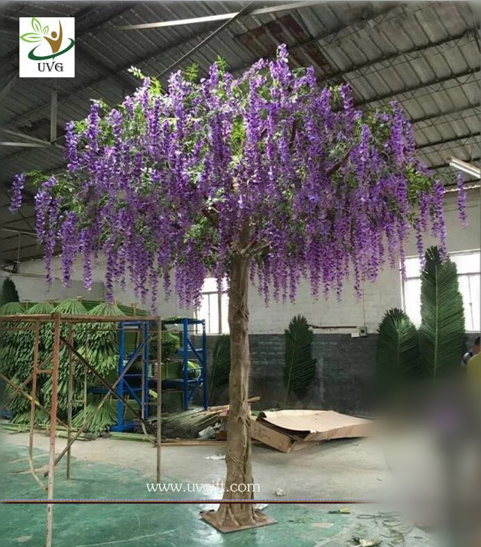 UVG latest 17ft tall purple silk wisteria blossoms artificial flower trees for wedding stage decoration WIS018