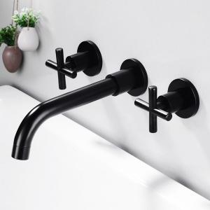 Quality Two Cross Handles Centerset Bathroom Faucet Wall Mounted Widespread wholesale