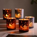 Christmas Mercury Pillar Color Glass Candle Holder 15oz 3.5 * 4 Inch