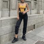 Letter Printing Ladies Camisole Tank Tops Contrast Color Stitching