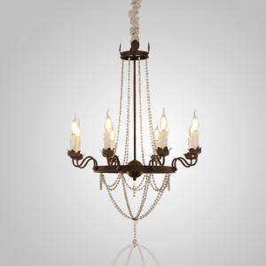 Quality Iron farmhouse chandelier with white wood bead (WH-CI-26) wholesale