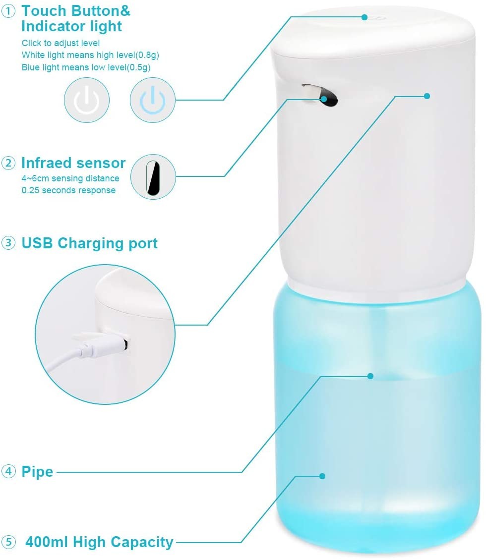 PP Touchless Alcohol Spray Dispenser 400ML Wall Mounted