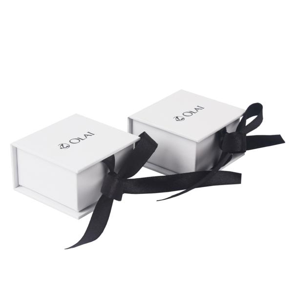 Custom Printed Jewelry Packaging Box With Ribbon / Cardboard Ring Boxes With