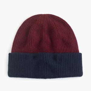 Quality MEN'S 100% CASHMERE KNITTED BEANIE HAT WITH CONTRAST COLOR CUFF wholesale