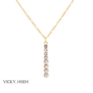 Quality VICKY.HSIEH Gold Tone Crystal Rhinestone Pave Pendant Long Necklace wholesale