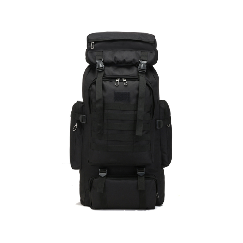 80L Waterproof Black Color Backpack for Camping and Outdoor Sport in 600D Polyester
