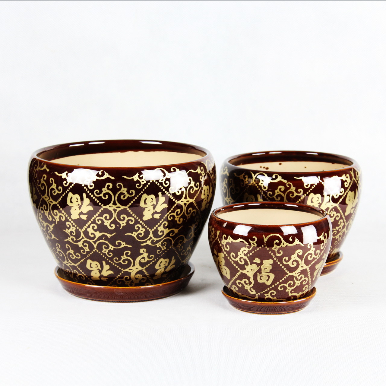 Customized Round Ceramic Pots Wide Selection Drainage Included