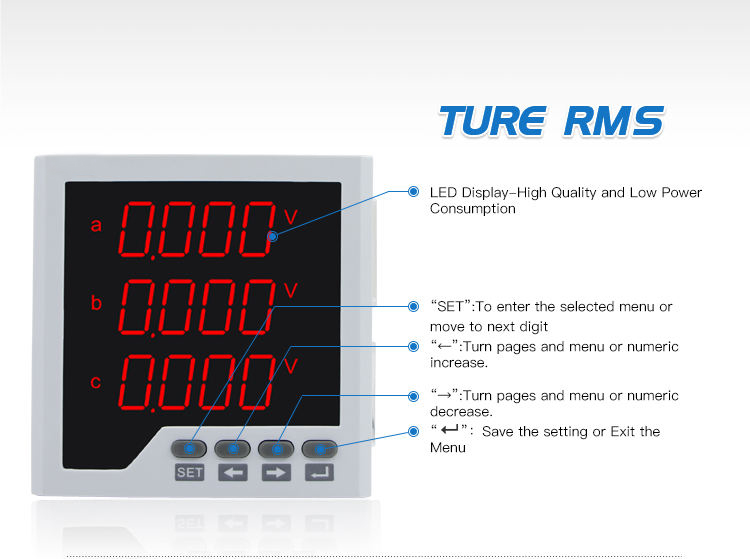 three phase digital multifunction ampere volt poer energy meter ith RS485 meter 220 volt att meter