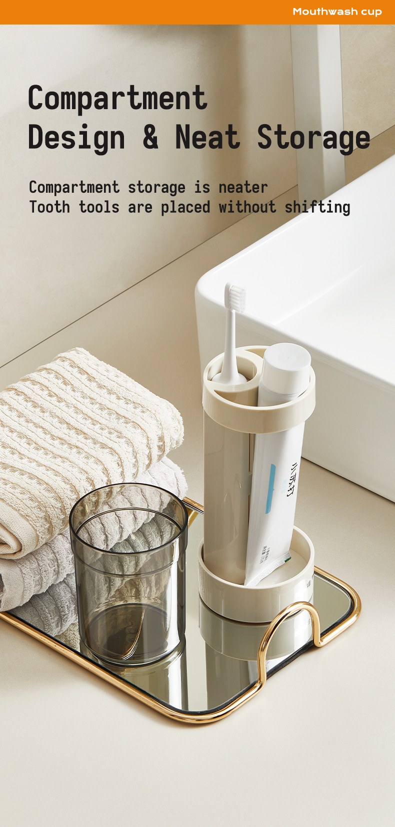 Toothbrush Holder Stand with Cover Cup Height Adjustable Electric Toothbrush Holders for Bathrooms