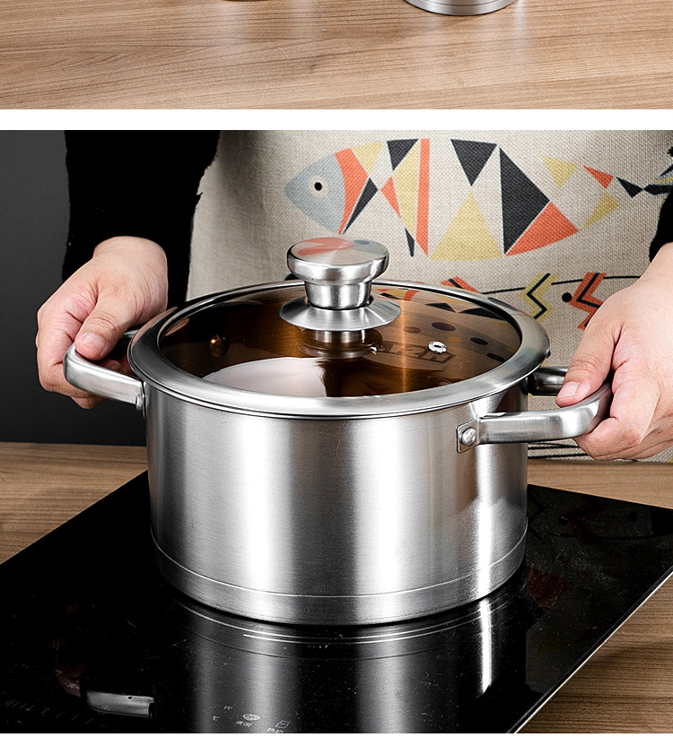Amazon Top Seller Multipurpose 6PCS Pot Stainless Steel Frying Pan Cookware Sets With Glass Lid