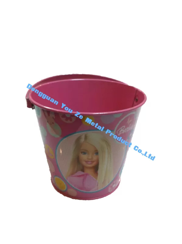 Recyclable Tin Bucket Small Metal Buckets Christmas Tin Buckets with Handle CYMK Printing