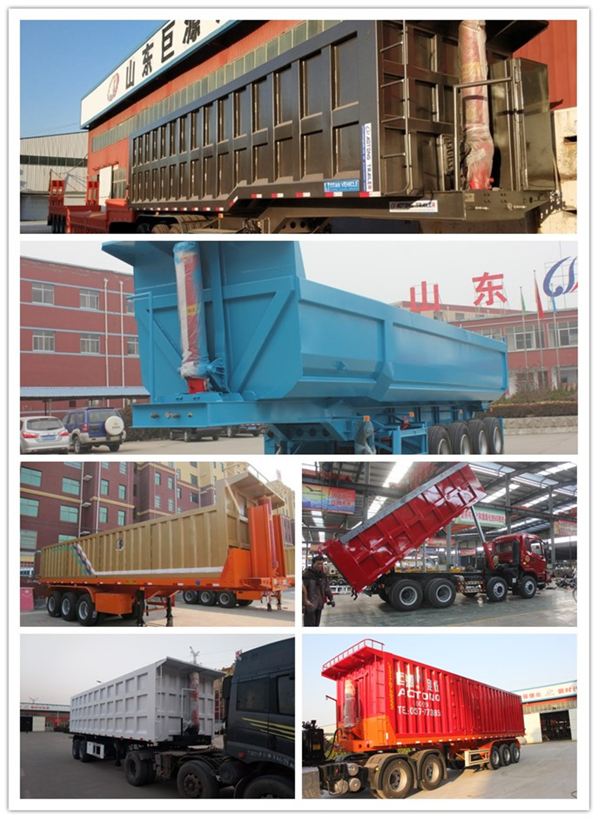 Hydraulic Cylinder Rear Dump Semi-Trailer Tipper Rear Tractor Trailer for Heavy Duty