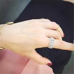 Diamond Ring Enchanted Lotus 18K White Gold Ring with Natural Diamonds