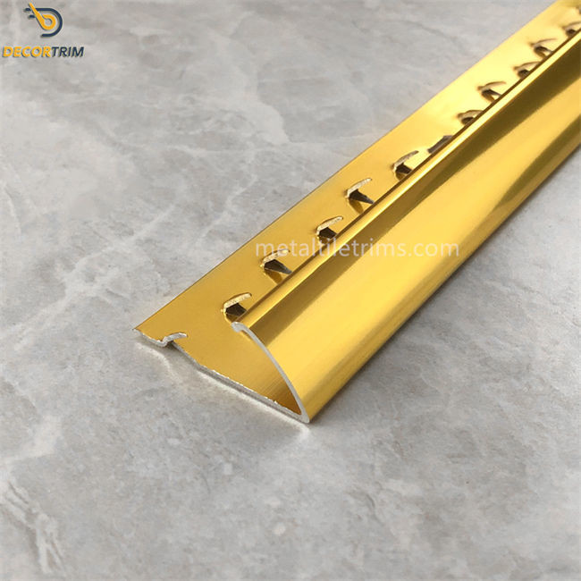 Curved Shape Wood Floor Carpet Transition Strip Shiny Gold Aluminum