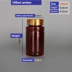 Amber Pharmacy Bottles 150ml 200ml Plastic Pill Bottles Child Resistant