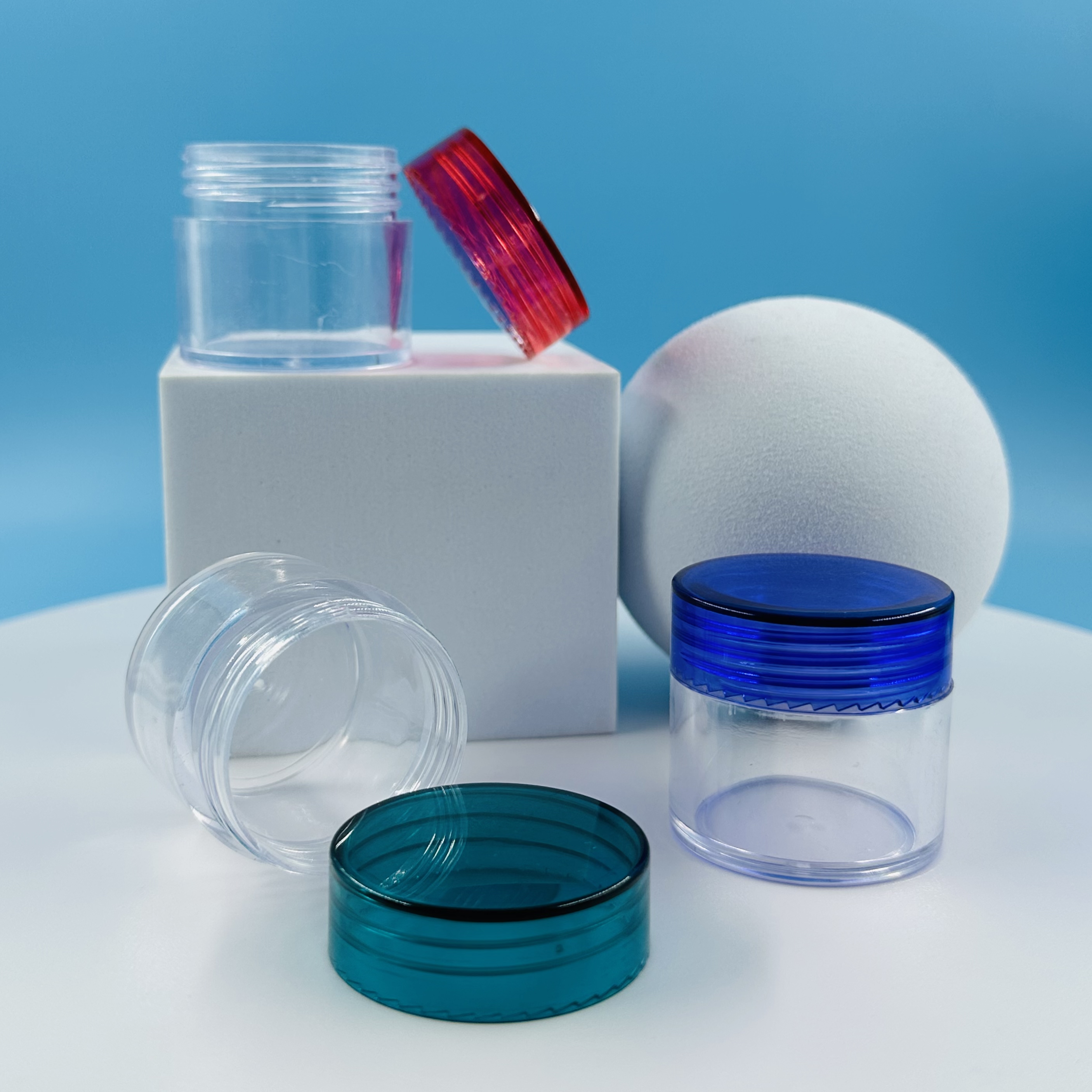 Highly OEM Clear Plastic Jars With Colorful Lids 30g Cosmetic Jars for Face Care