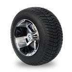 Golf Cart 10'' Rims And 205/50-10 DOT Street Tire Combo - Machined/Glossy Black
