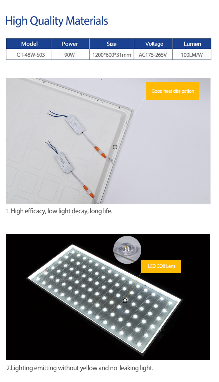Office LED Panel Light 90W 1200x600mm With Color Temperature CCT 3000K-6500K