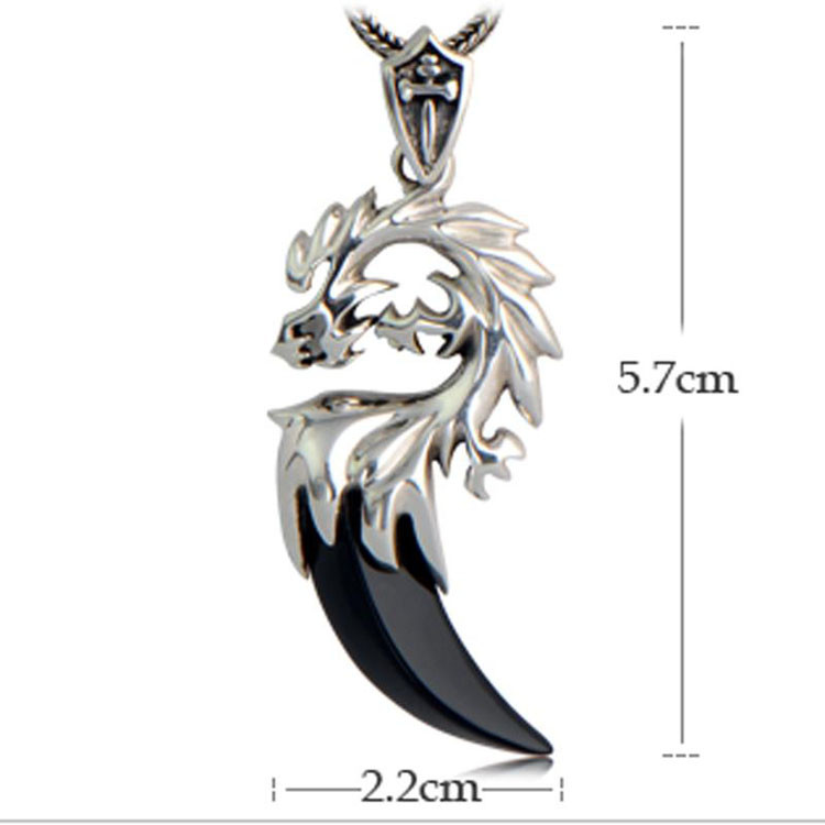 Sterling Silver Dragon Claw Amulet 925 Silver Chain Men's Necklace(N06030811)