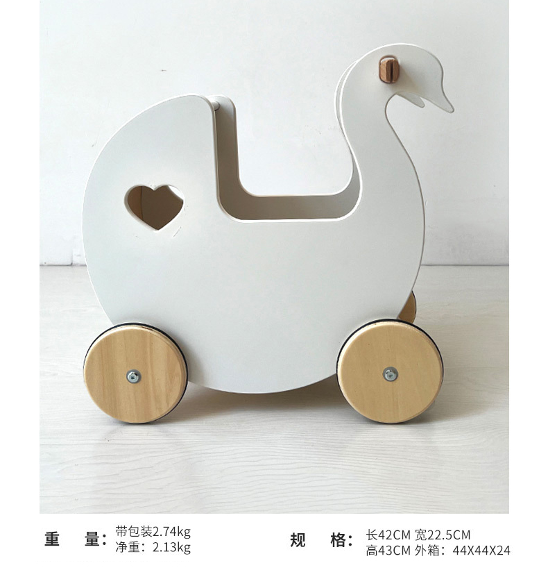 3 In 1 Customizable Montessori Toy White Wooden Push Walker Toy 0 To 3 Years