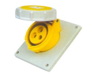 Quality Ip67 16 Amp 3 Pin Industrial Socket Female Angled Panel Mounting wholesale