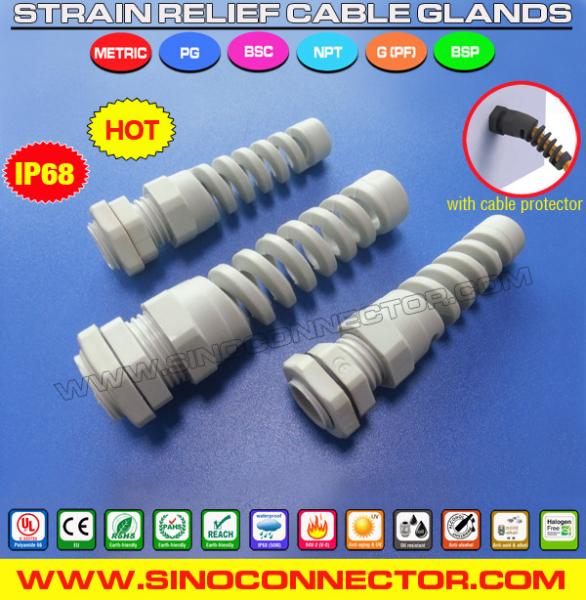 Bend-Protecting IP68 Cable Glands, Flex-Protecting Nylon NPT Insulating Cable