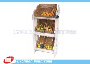 Quality 3 Tiers Fruit Wooden Display Stands MDF White Painted For Supermarket wholesale