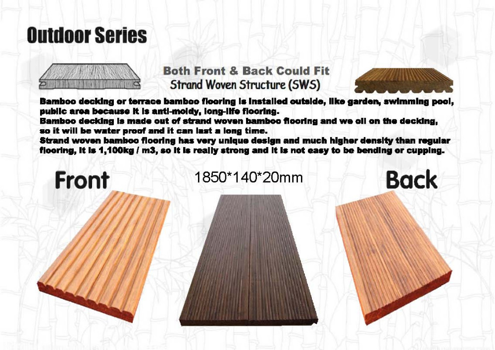 1860x140x20mm Outdoor Bamboo Flooring,Natural Oil Coating