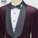 Business Men's Suit 2 Pieces Gold Velvet Shawl Lapel Single Breasted Slim Fit