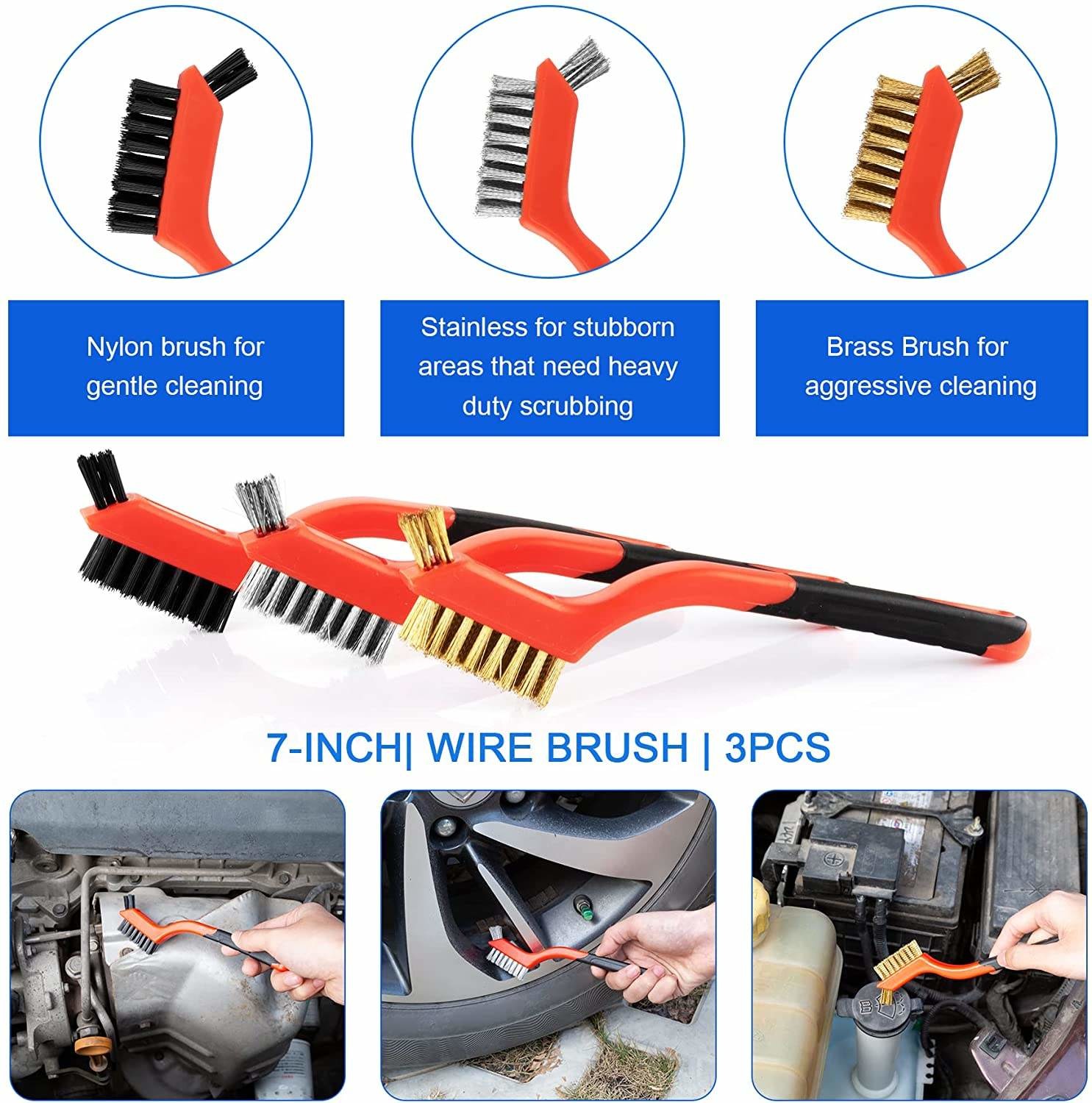 19Pcs Car Detailing Brush Set With Carry Bag All Purpose Clean For Cleaning Interior, Exterior