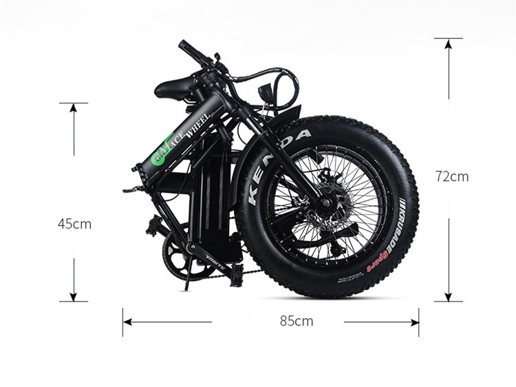 48V 20" Fat tire Ebike with Foldable Design and One Seat Capacity Range per Power 31-60 km