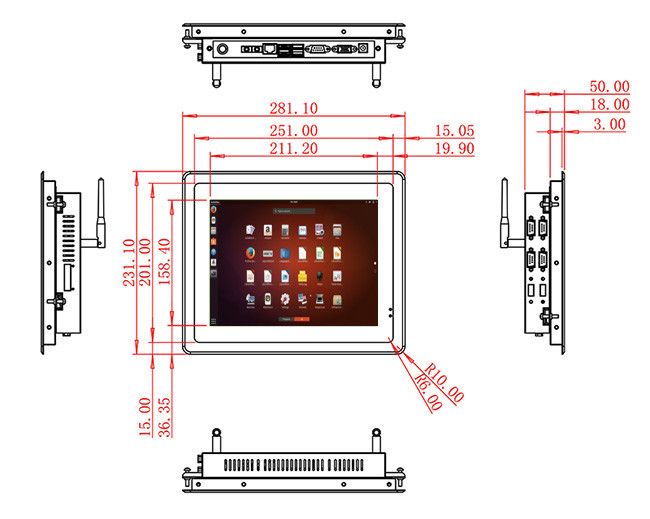 10.4-Inch Rear-Mount Linux Touch Screen for Industrial HMI Panels and Control Systems
