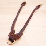Pet Cow Leather Collar Leash Harness Set Traction Rope Double Ended Dog Lead